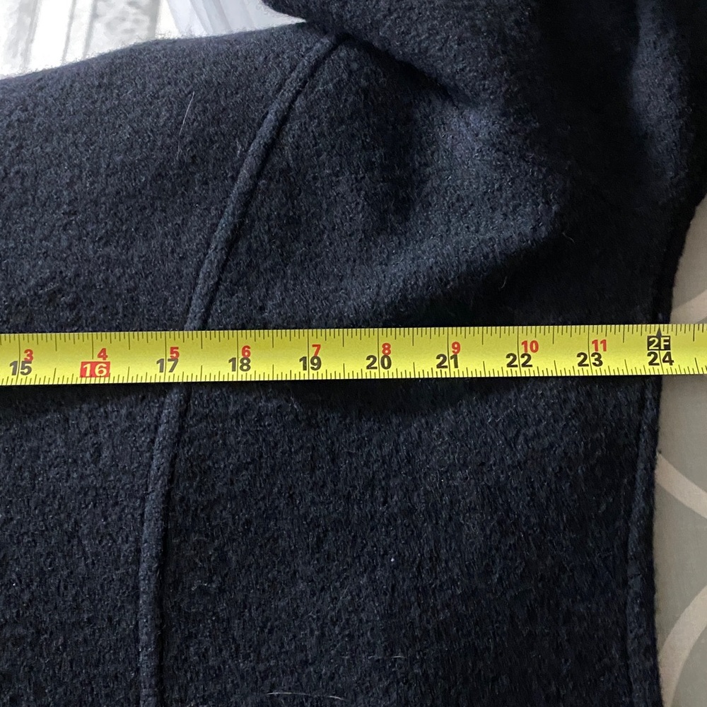 Alison Sheri Elegant Black Women's Boiled Wool Sweater Wide Collar Details XL - Picture 12 of 14